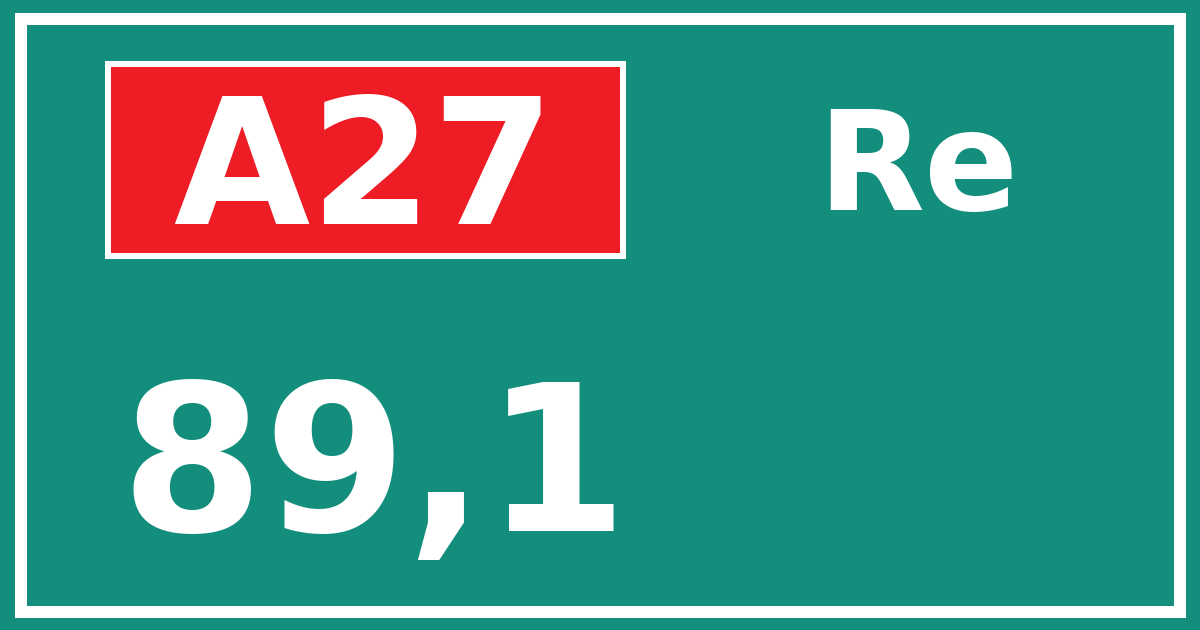 Hectometerbord A27 89,1 zijde Re