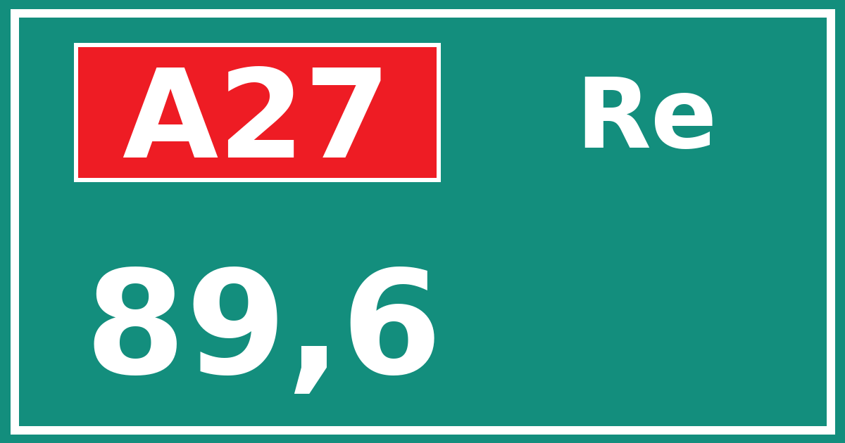Hectometerbord A27 89,6 zijde Re