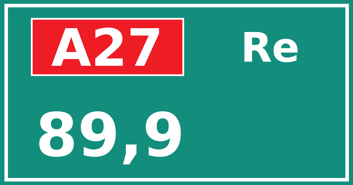 Hectometerbord A27 89,9 zijde Re