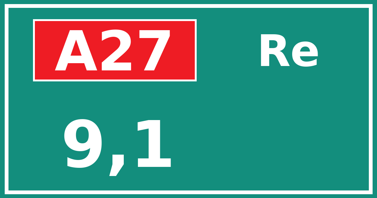 Hectometerbord A27 9,1 zijde Re