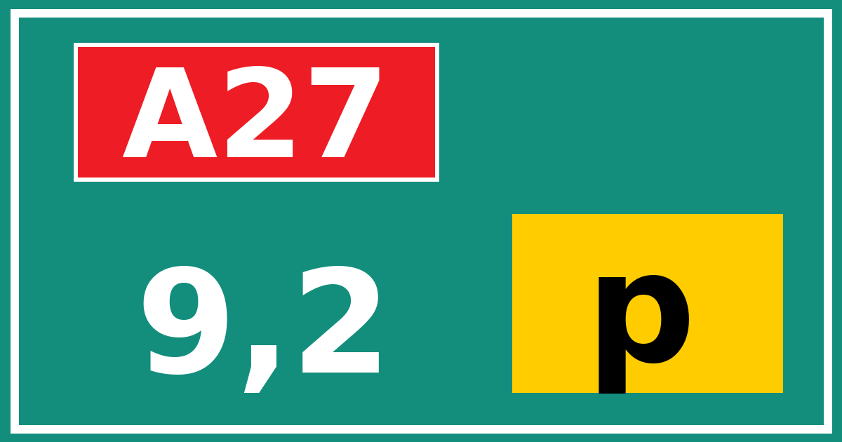 Hectometerbord A27 9,2 letter p