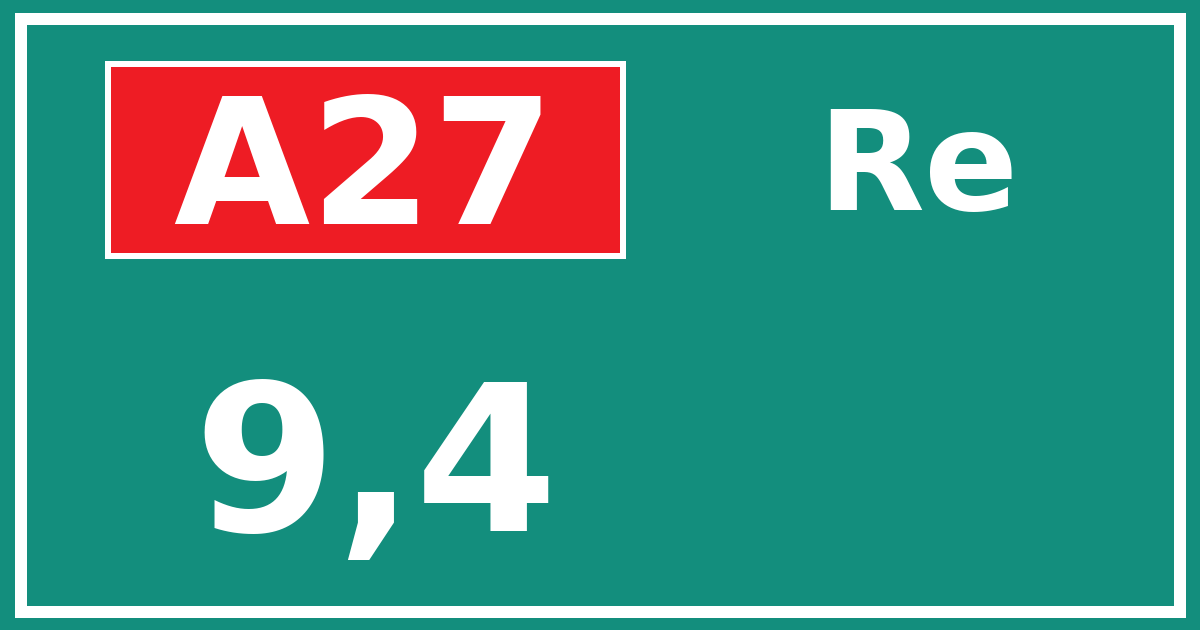 Hectometerbord A27 9,4 zijde Re
