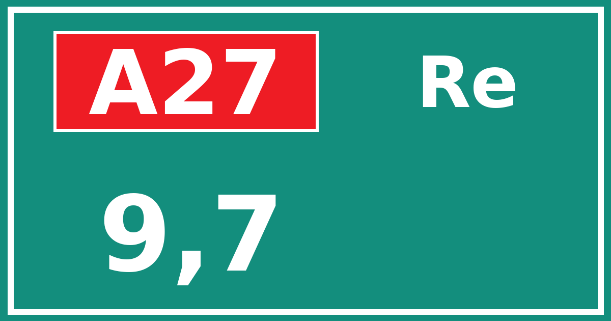 Hectometerbord A27 9,7 zijde Re