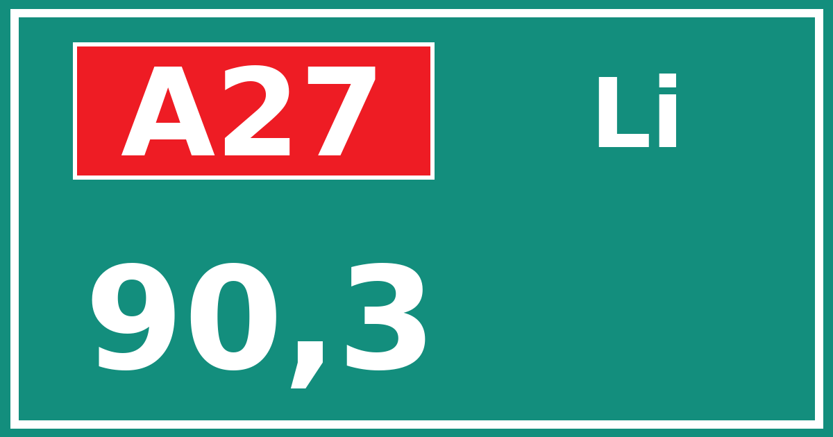 Hectometerbord A27 90,3 zijde Li