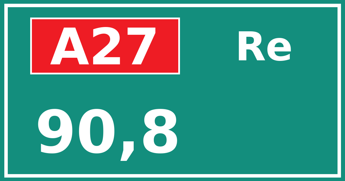 Hectometerbord A27 90,8 zijde Re