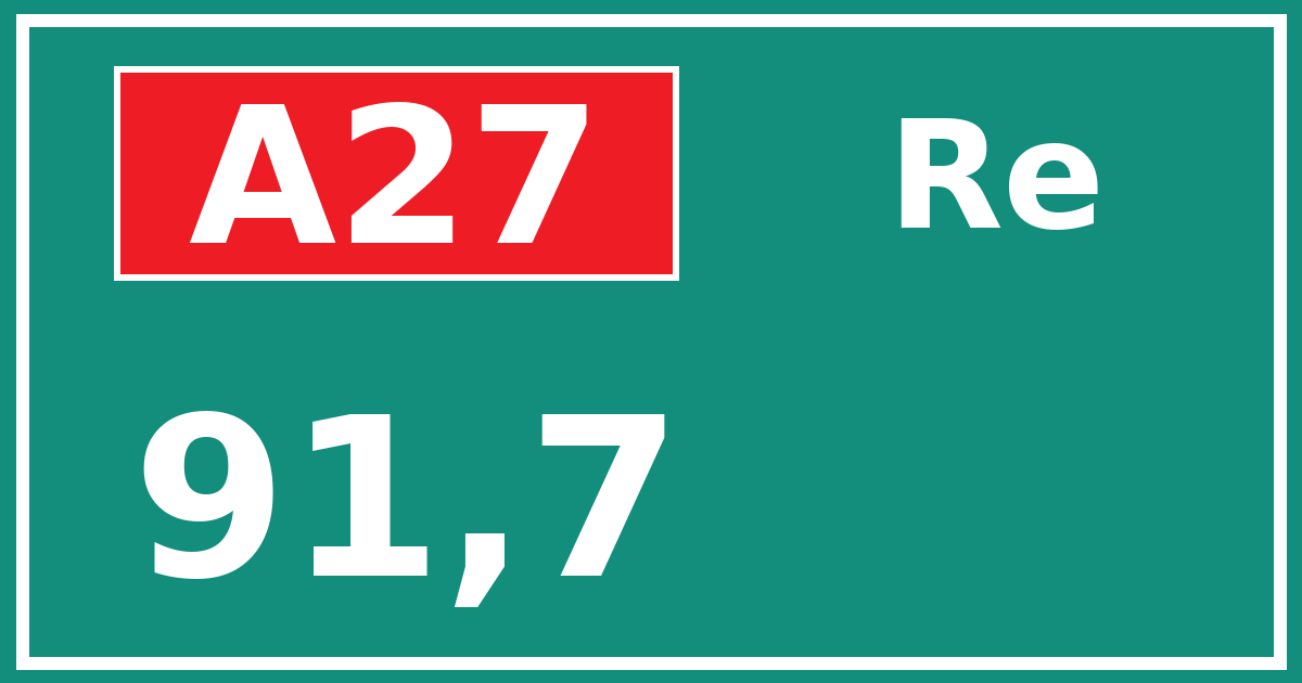 Hectometerbord A27 91,7 zijde Re