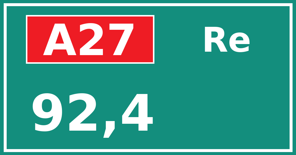 Hectometerbord A27 92,4 zijde Re