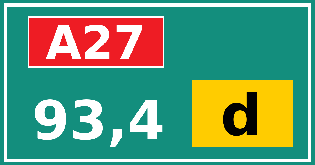 Hectometerbord A27 93,4 letter d