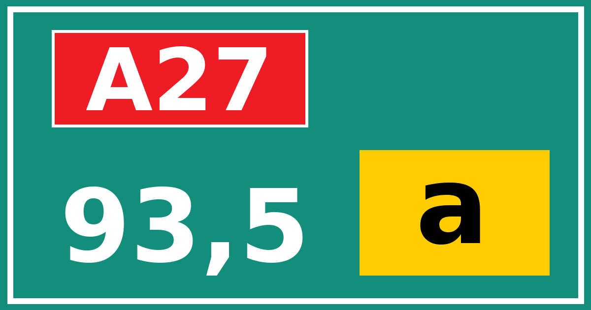 Hectometerbord A27 93,5 letter a