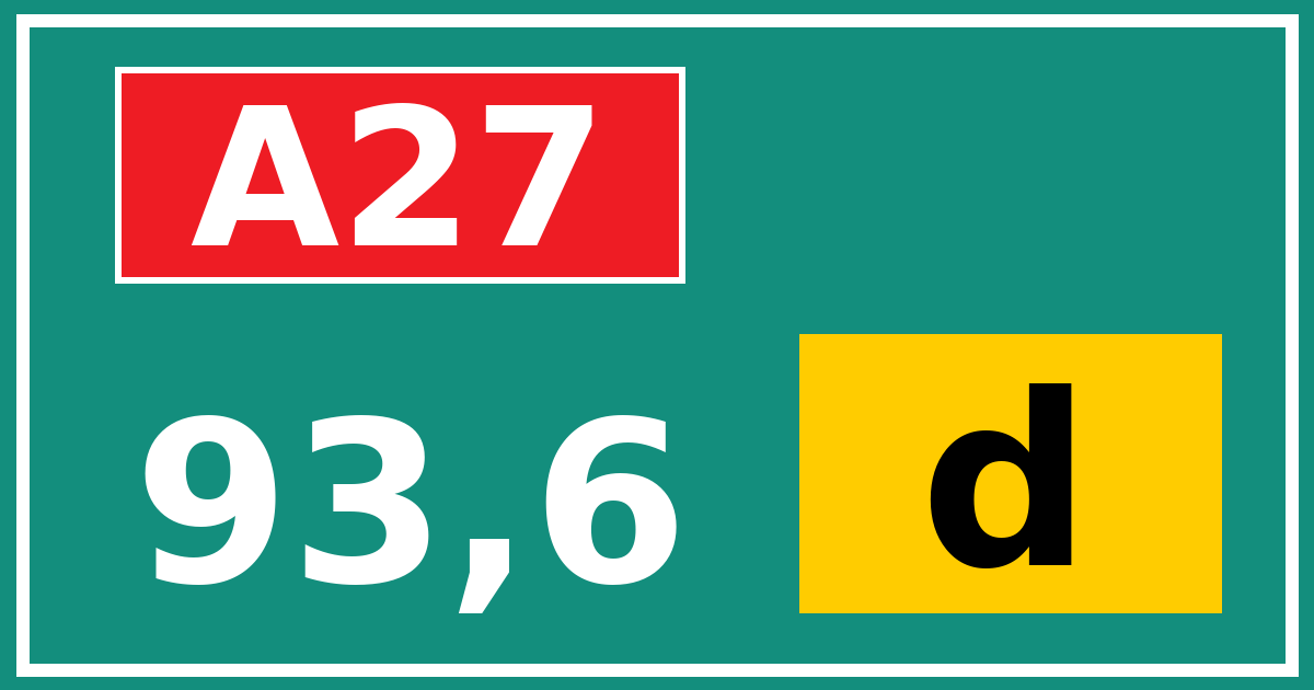 Hectometerbord A27 93,6 letter d