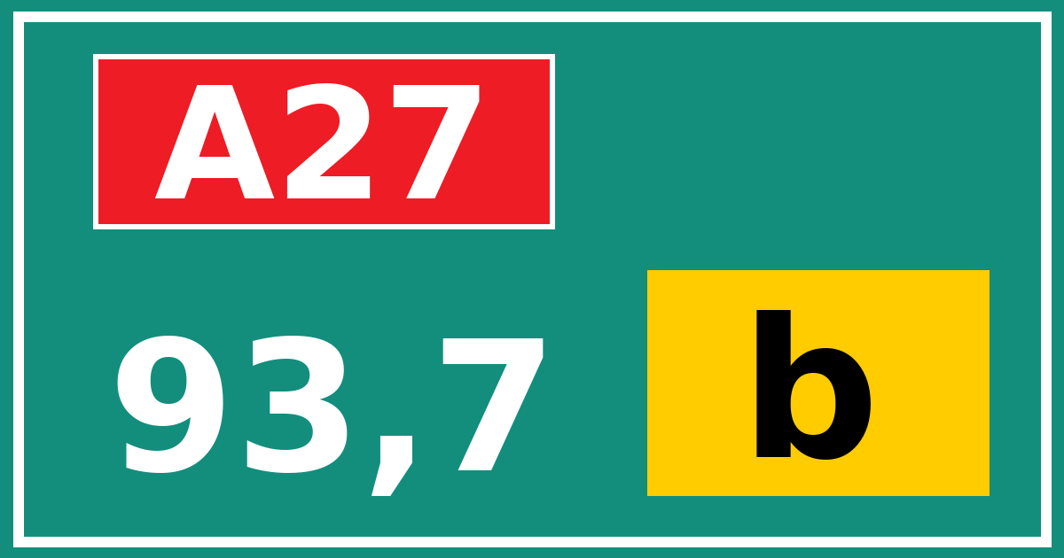 Hectometerbord A27 93,7 letter b