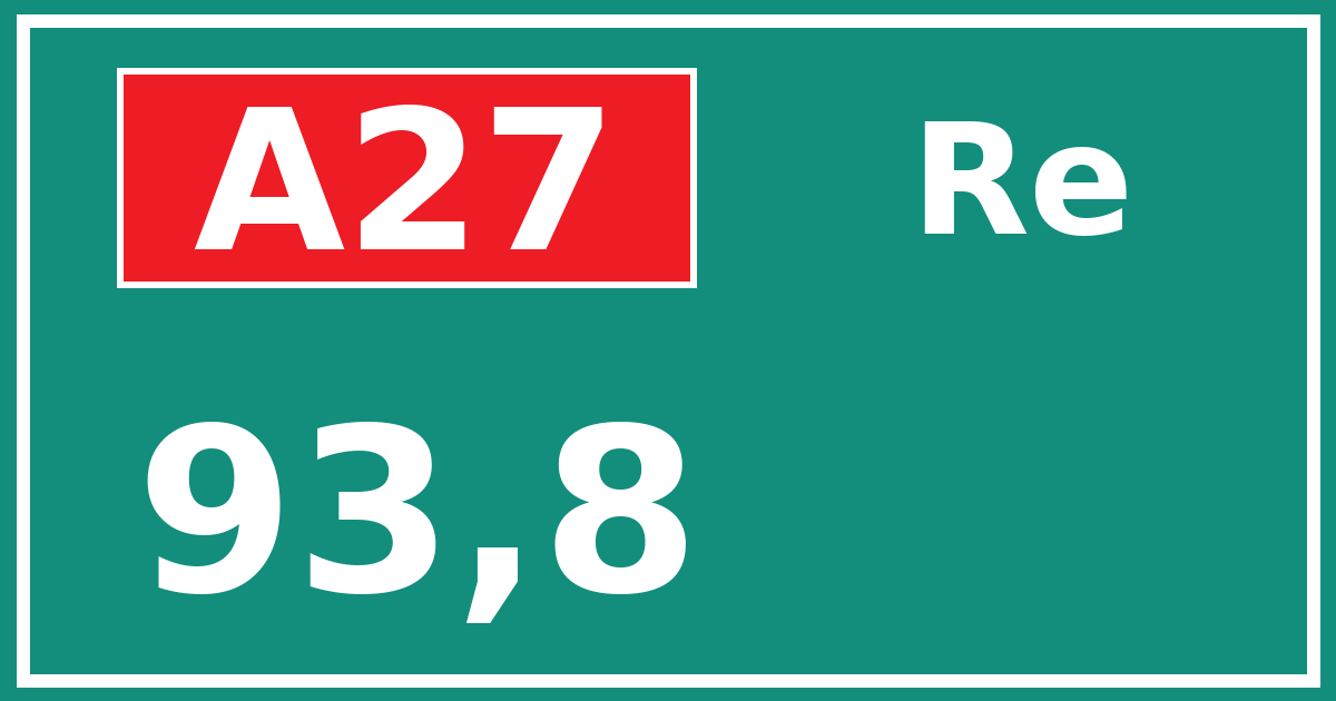 Hectometerbord A27 93,8 zijde Re