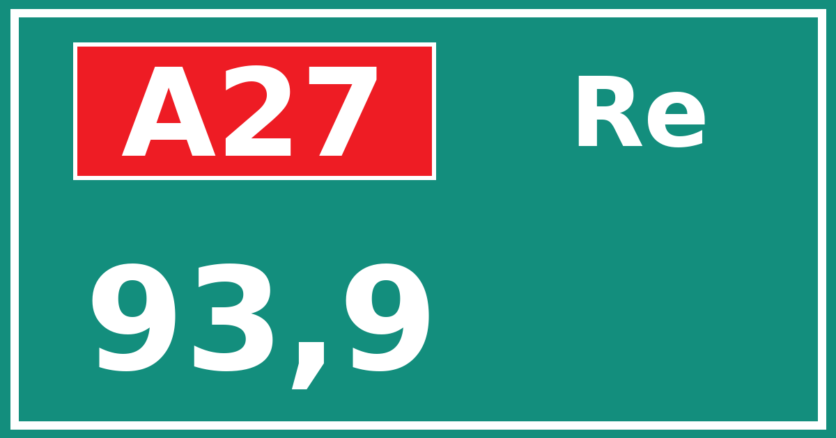 Hectometerbord A27 93,9 zijde Re