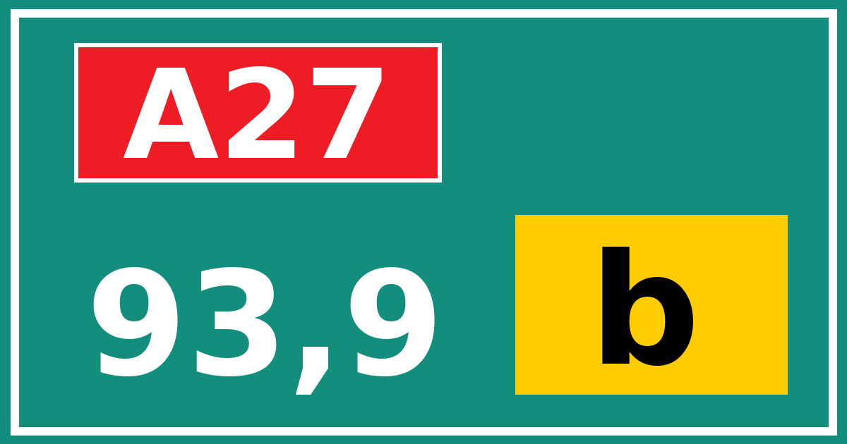 Hectometerbord A27 93,9 letter b