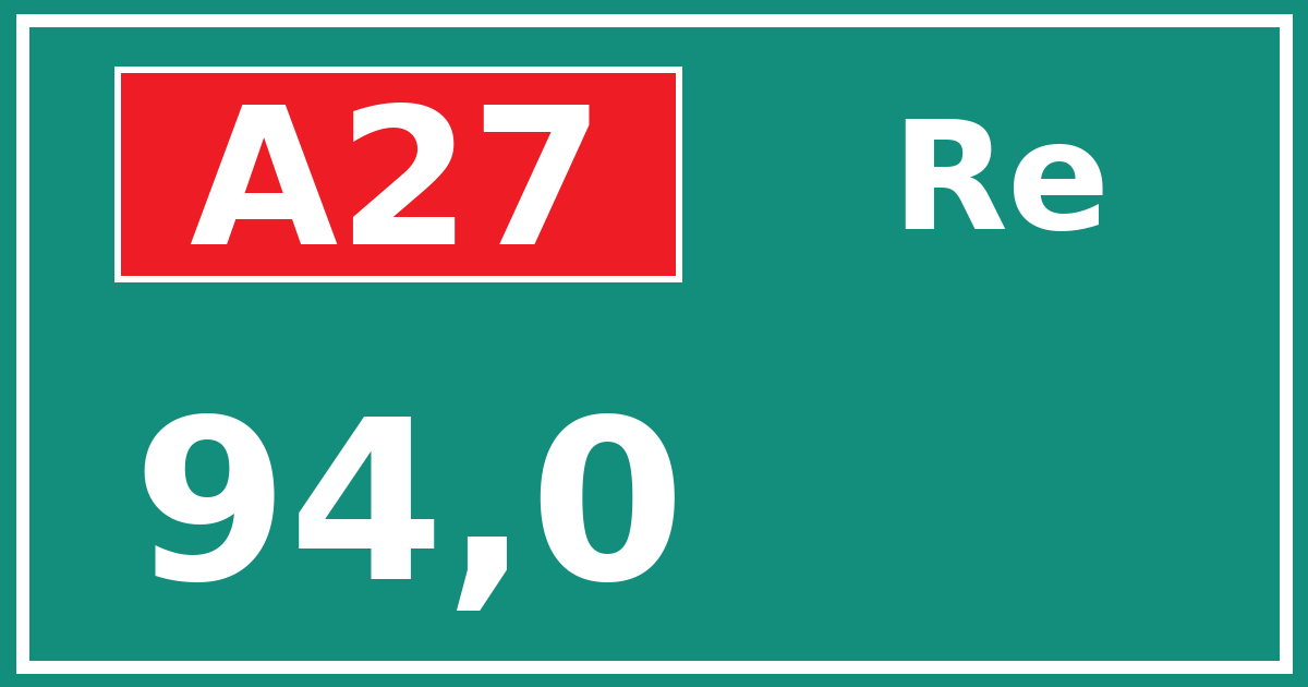 Hectometerbord A27 94,0 zijde Re