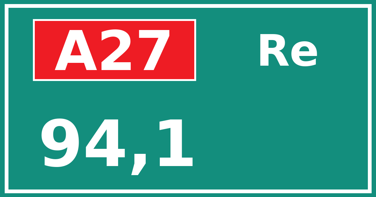 Hectometerbord A27 94,1 zijde Re