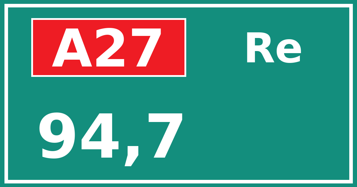 Hectometerbord A27 94,7 zijde Re