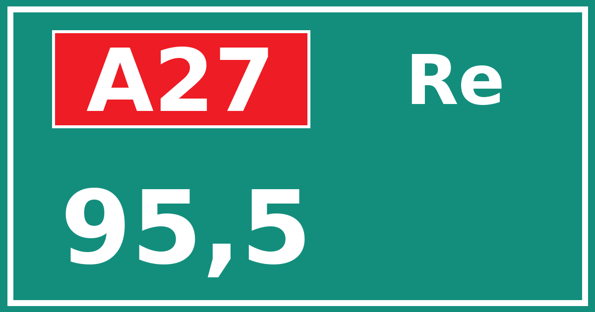 Hectometerbord A27 95,5 zijde Re