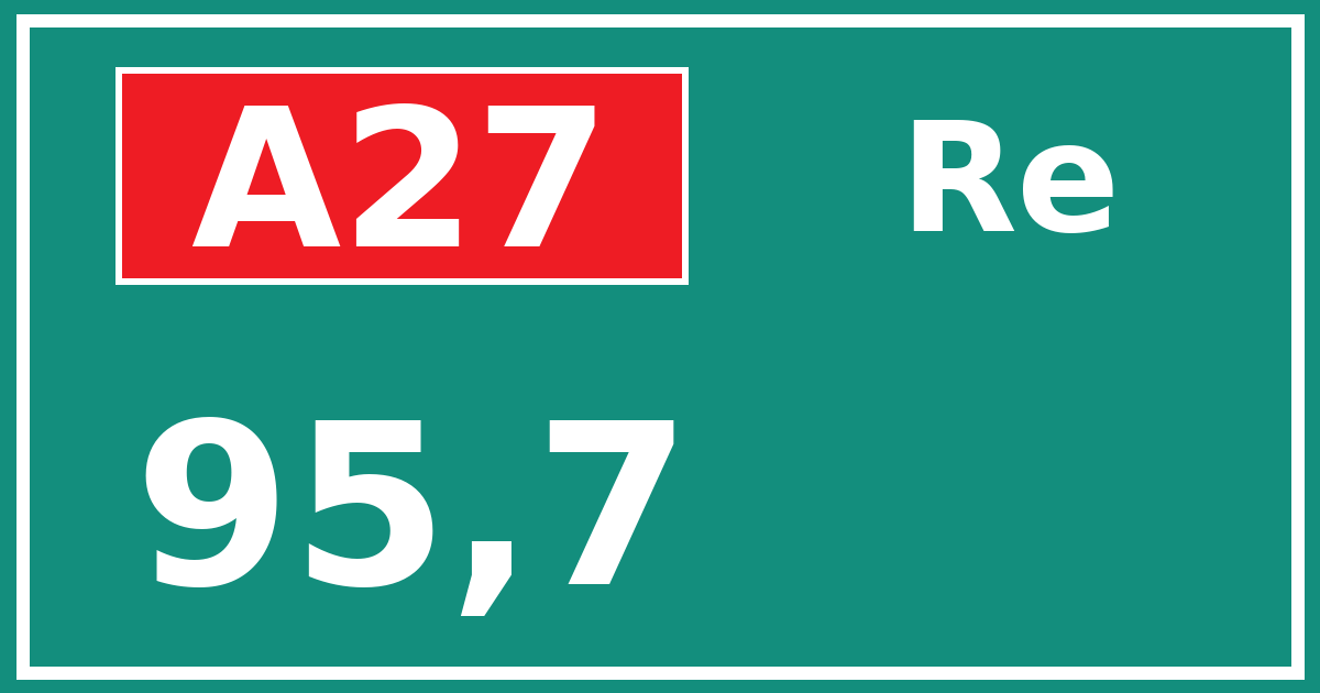 Hectometerbord A27 95,7 zijde Re