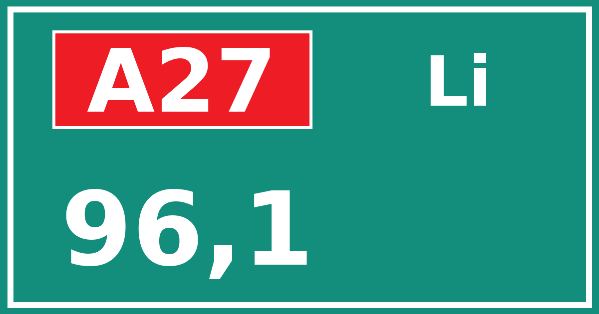 Hectometerbord A27 96,1 zijde Li