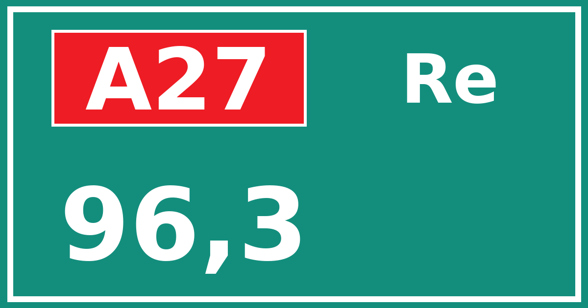 Hectometerbord A27 96,3 zijde Re