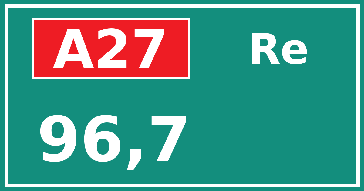 Hectometerbord A27 96,7 zijde Re