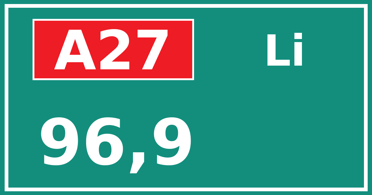 Hectometerbord A27 96,9 zijde Li