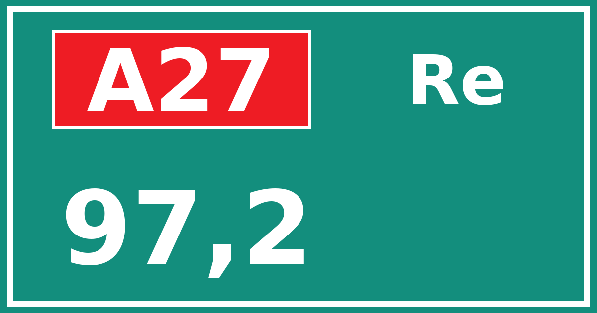 Hectometerbord A27 97,2 zijde Re