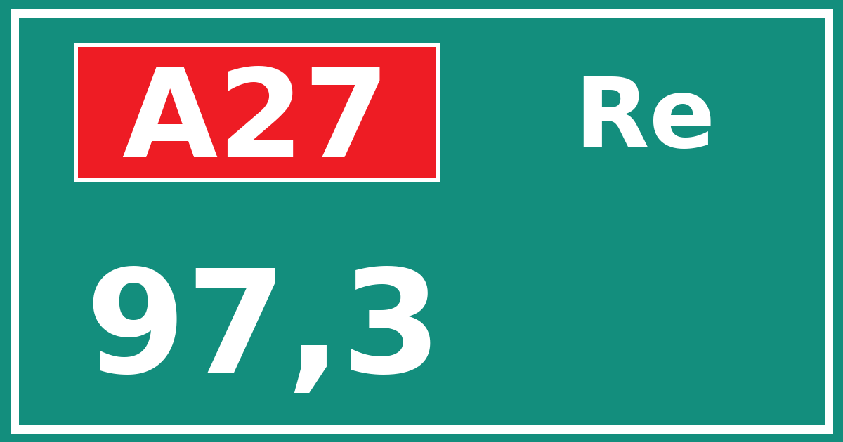 Hectometerbord A27 97,3 zijde Re