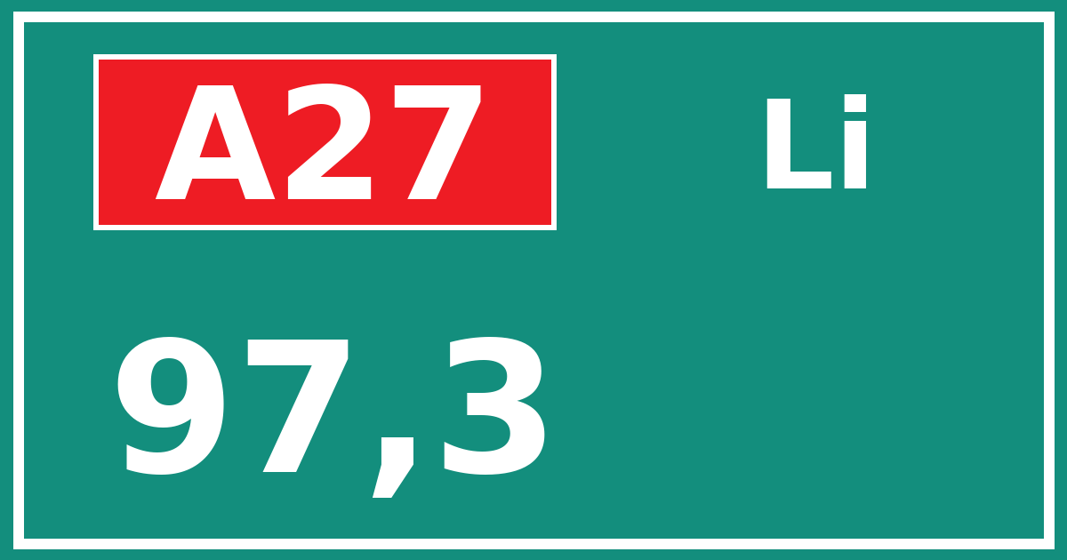 Hectometerbord A27 97,3 zijde Li