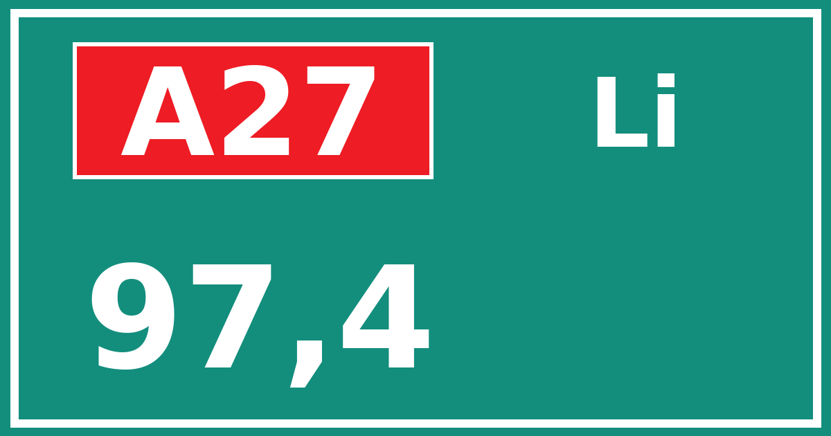 Hectometerbord A27 97,4 zijde Li