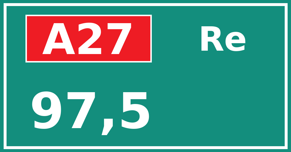 Hectometerbord A27 97,5 zijde Re