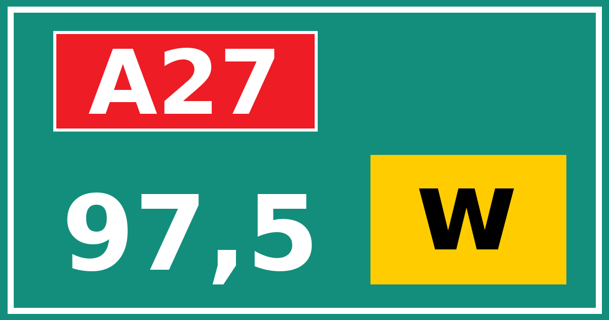 Hectometerbord A27 97,5 letter w