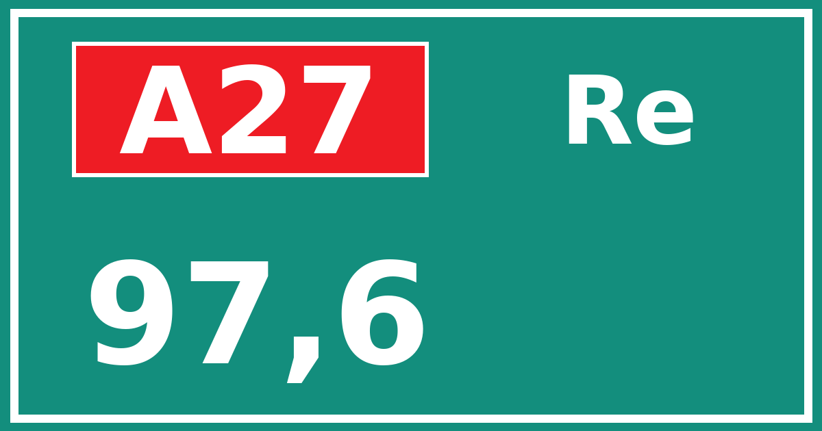 Hectometerbord A27 97,6 zijde Re