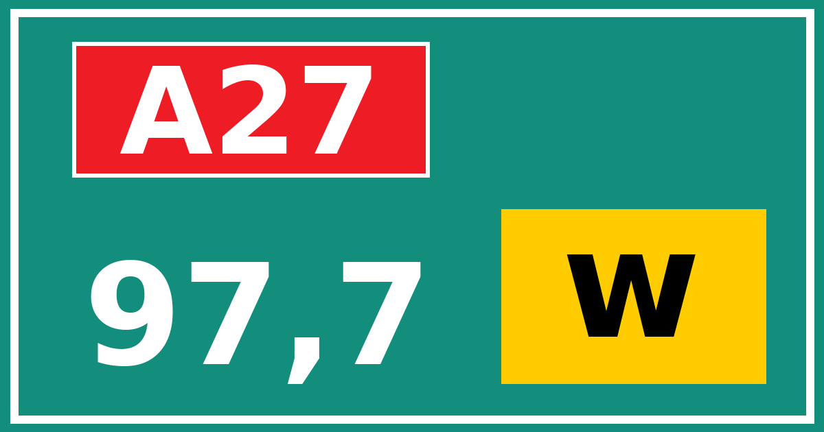 Hectometerbord A27 97,7 letter w