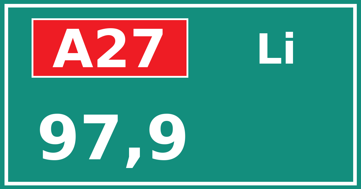 Hectometerbord A27 97,9 zijde Li