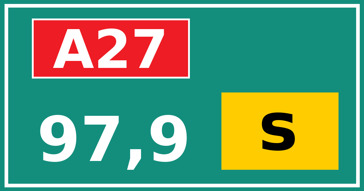 Hectometerbord A27 97,9 letter s