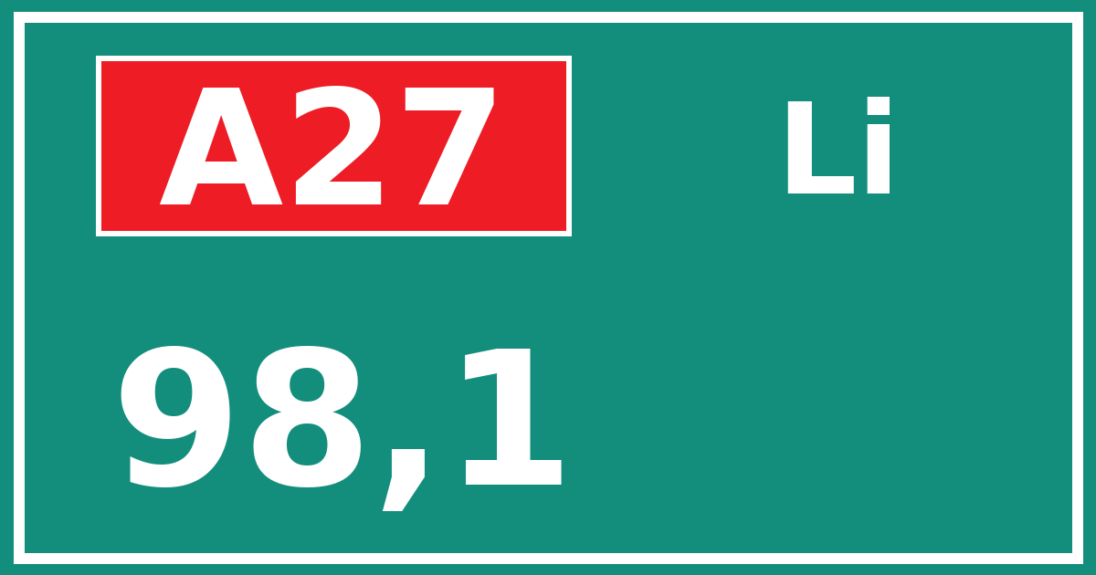 Hectometerbord A27 98,1 zijde Li