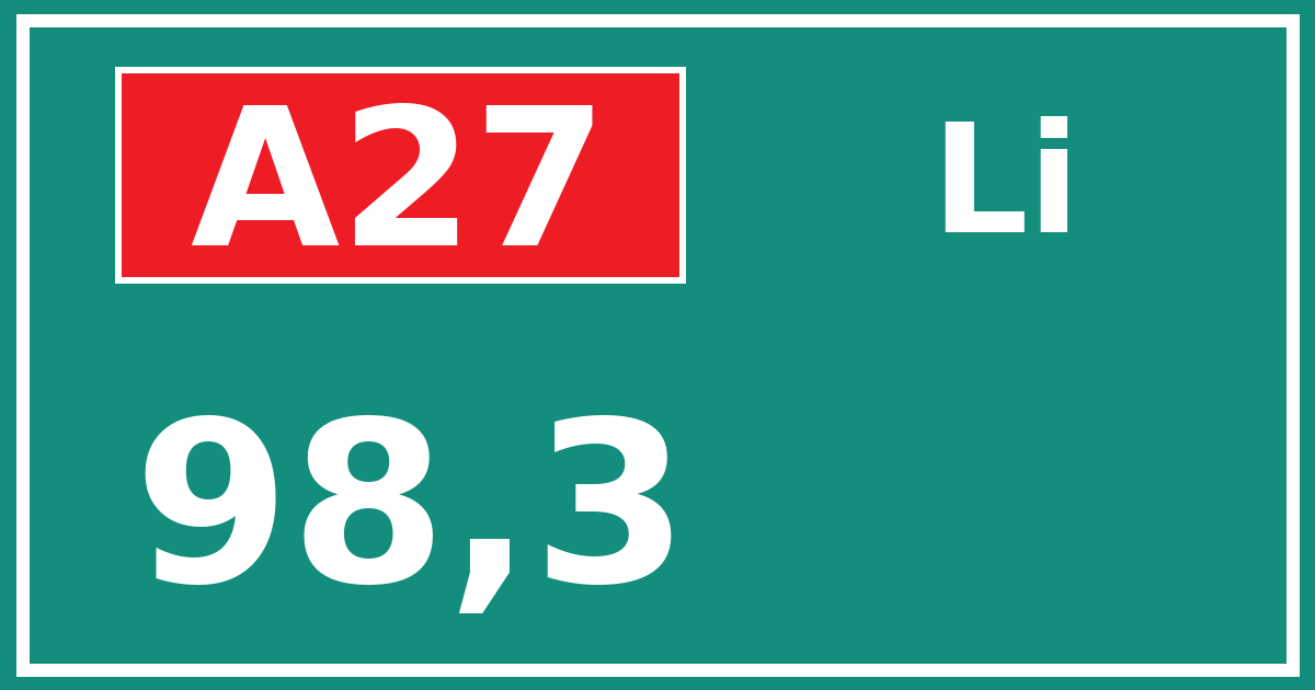 Hectometerbord A27 98,3 zijde Li