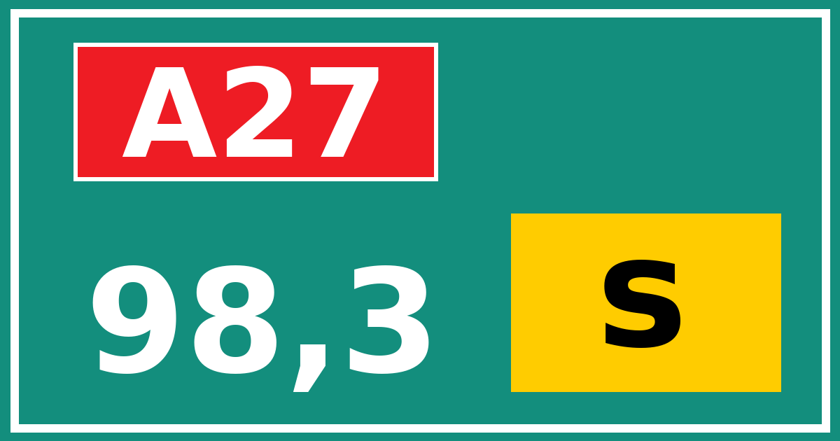 Hectometerbord A27 98,3 letter s