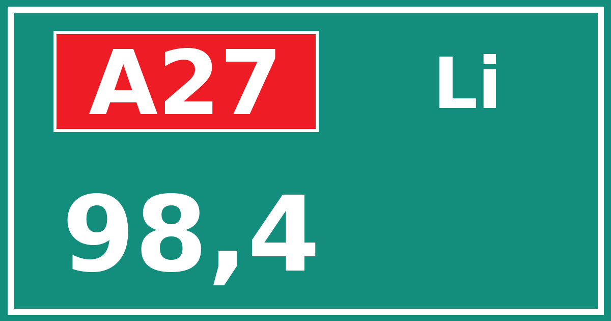 Hectometerbord A27 98,4 zijde Li