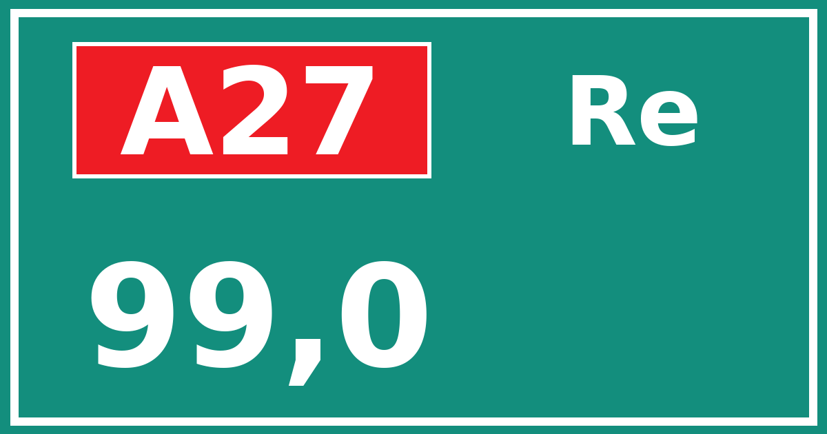 Hectometerbord A27 99,0 zijde Re