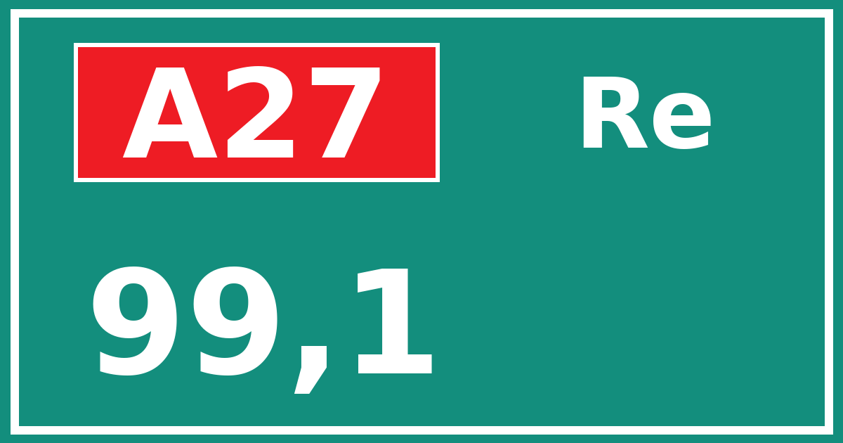 Hectometerbord A27 99,1 zijde Re