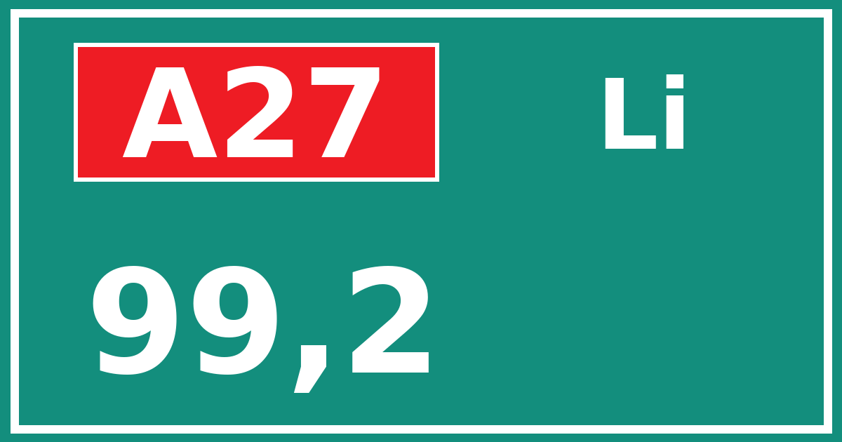 Hectometerbord A27 99,2 zijde Li