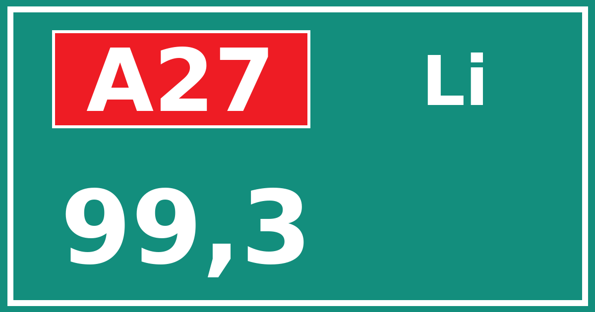 Hectometerbord A27 99,3 zijde Li