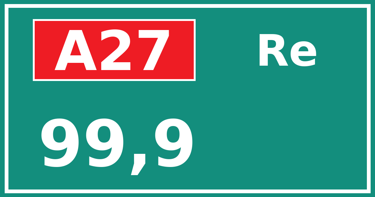 Hectometerbord A27 99,9 zijde Re