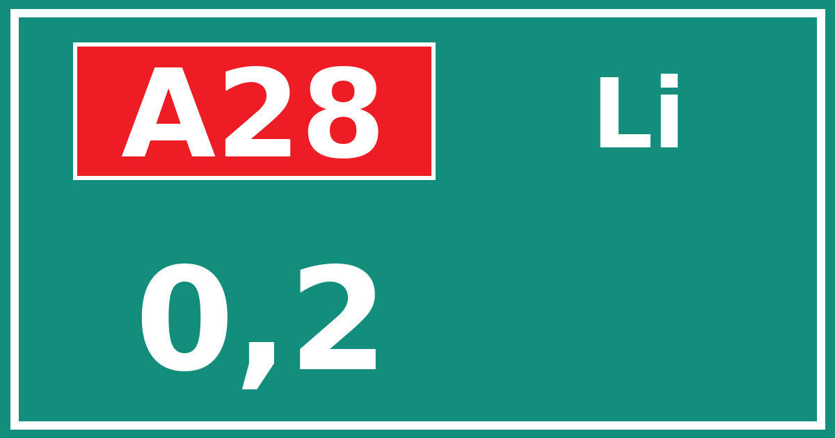 Hectometerbord A28 0,2 zijde Li