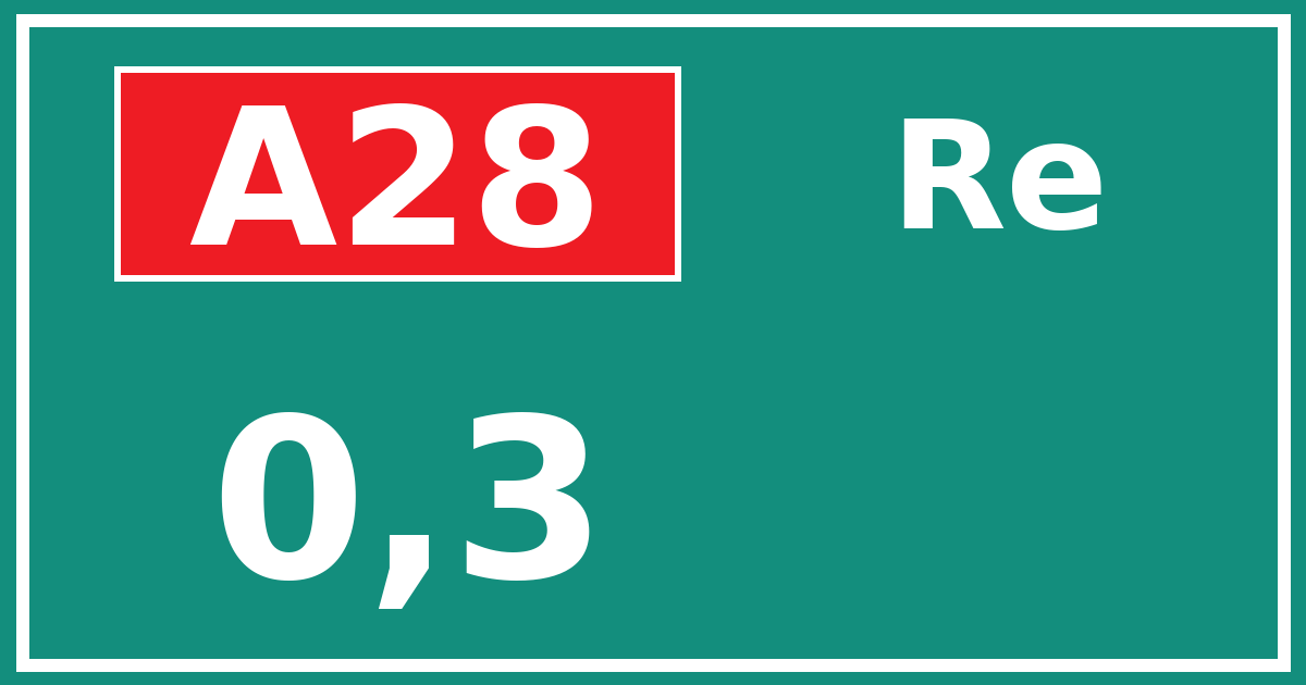 Hectometerbord A28 0,3 zijde Re