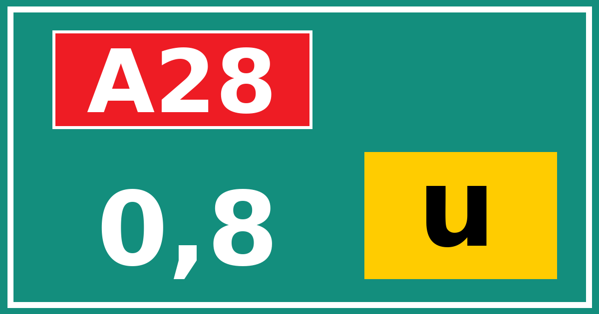 Hectometerbord A28 0,8 letter u