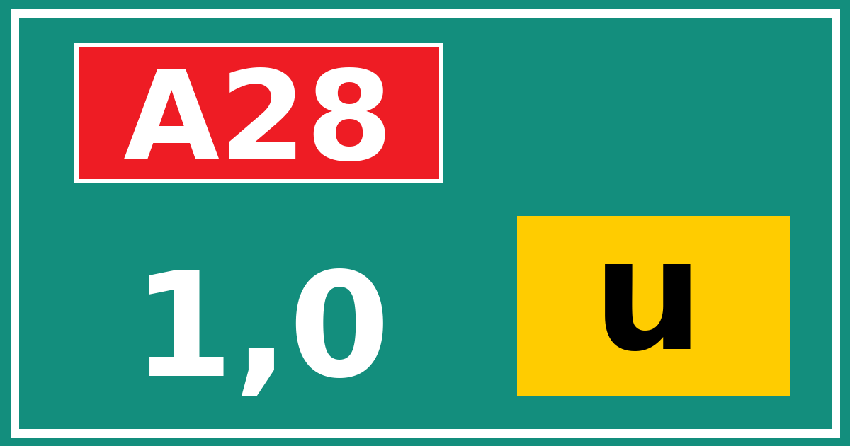 Hectometerbord A28 1,0 letter u